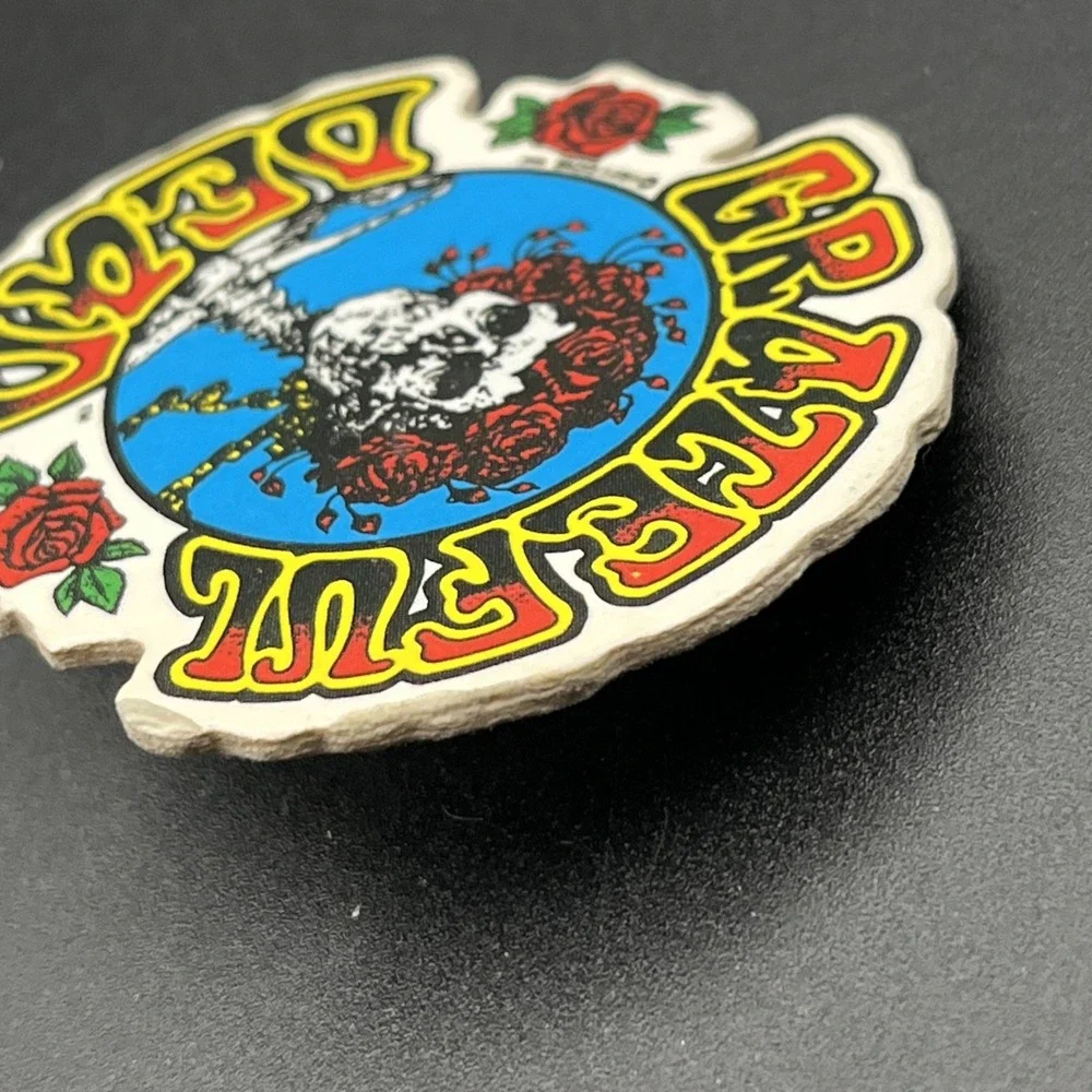 Vintage 1971 Grateful‎ Dead Bertha Logo Roses Cardboard Lapel Pin RARE